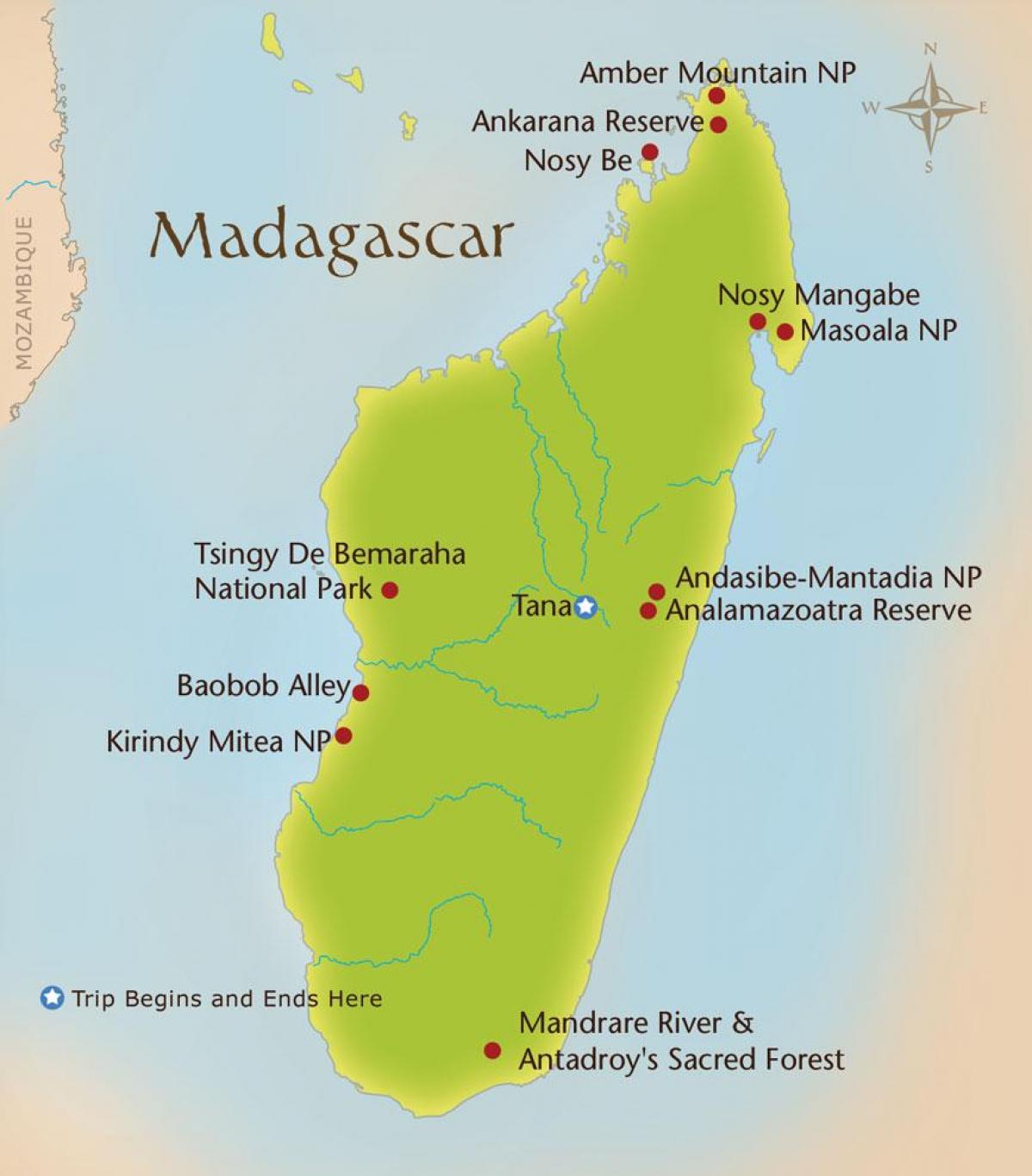 bản đồ của Madagascar núi