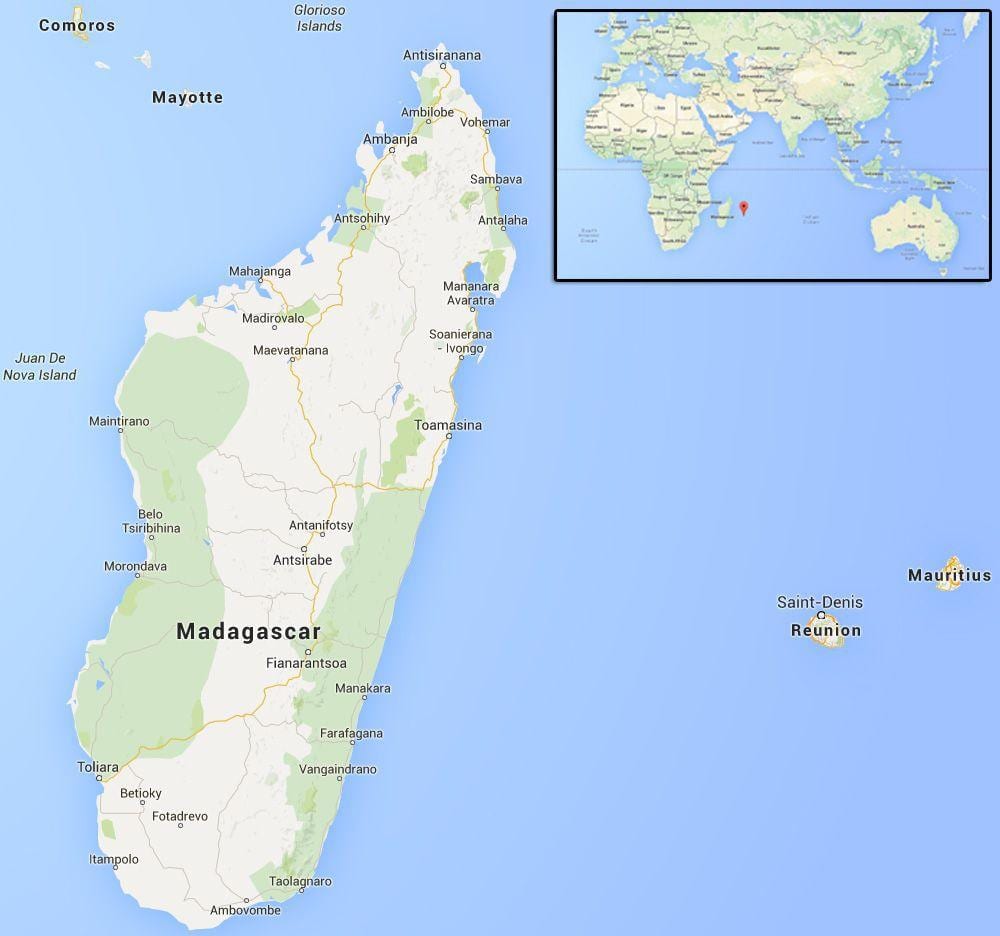 bản đồ của đảo gần Madagascar