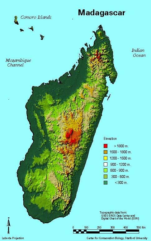 bản đồ của Madagascar địa lý