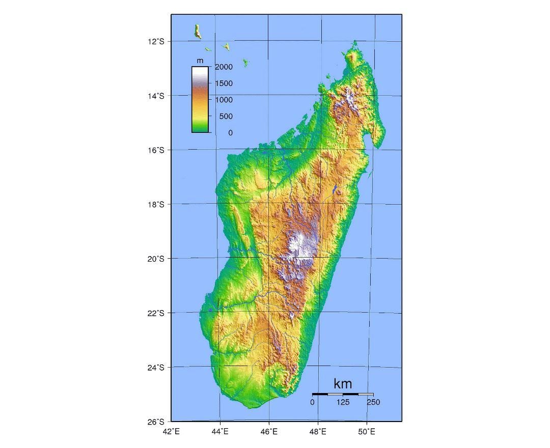 bản đồ của Madagascar độ cao