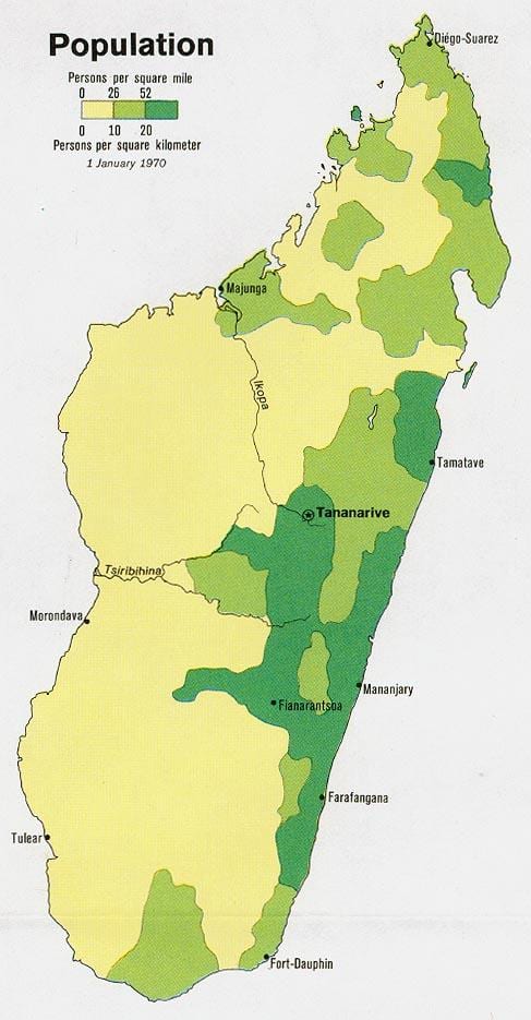 Madagascar mật độ dân bản đồ