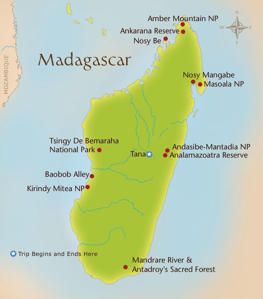 bản đồ của Madagascar núi
