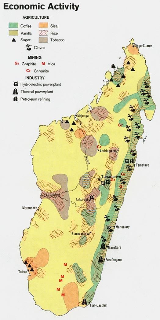 bản đồ của Madagascar tài nguyên thiên nhiên