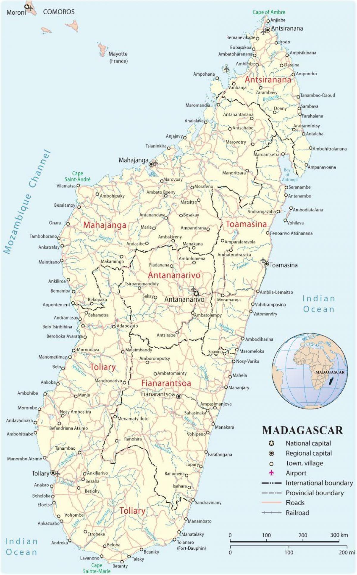 bản đồ của Madagascar sân bay