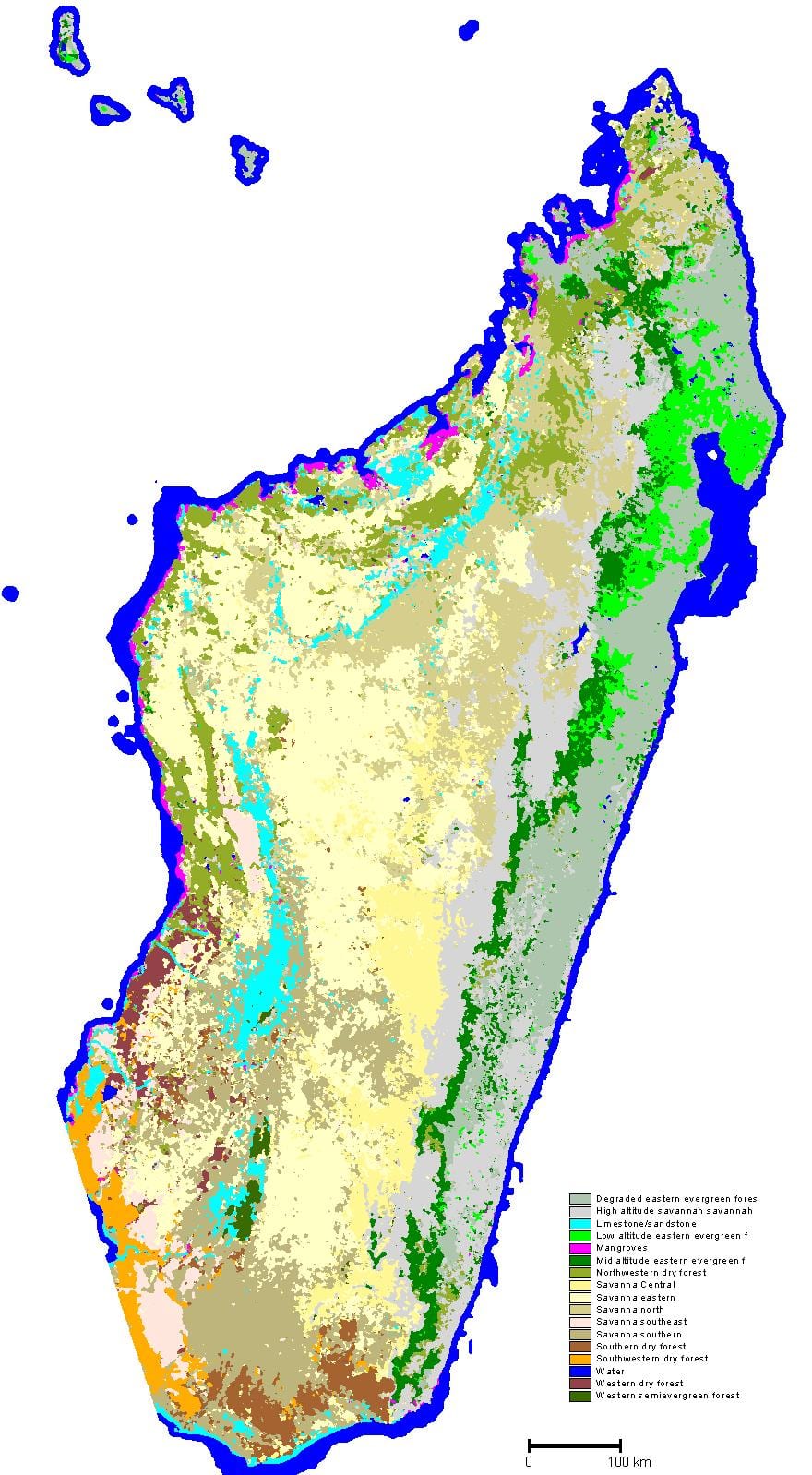 bản đồ của Madagascar thảm thực vật