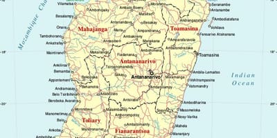 Madagascar bản đồ với thành phố