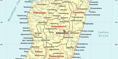 Madagascar bản đồ với thành phố